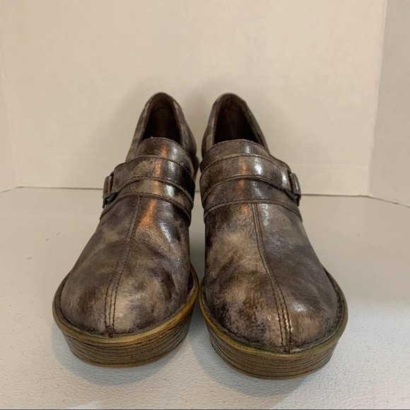 Born Haddon Metallic Bronze Distressed Leather Heeled  Clogs Womens Size 9 - Picture 3 of 13